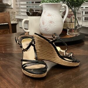Michael Kors Black and Tan Wedge Sandals